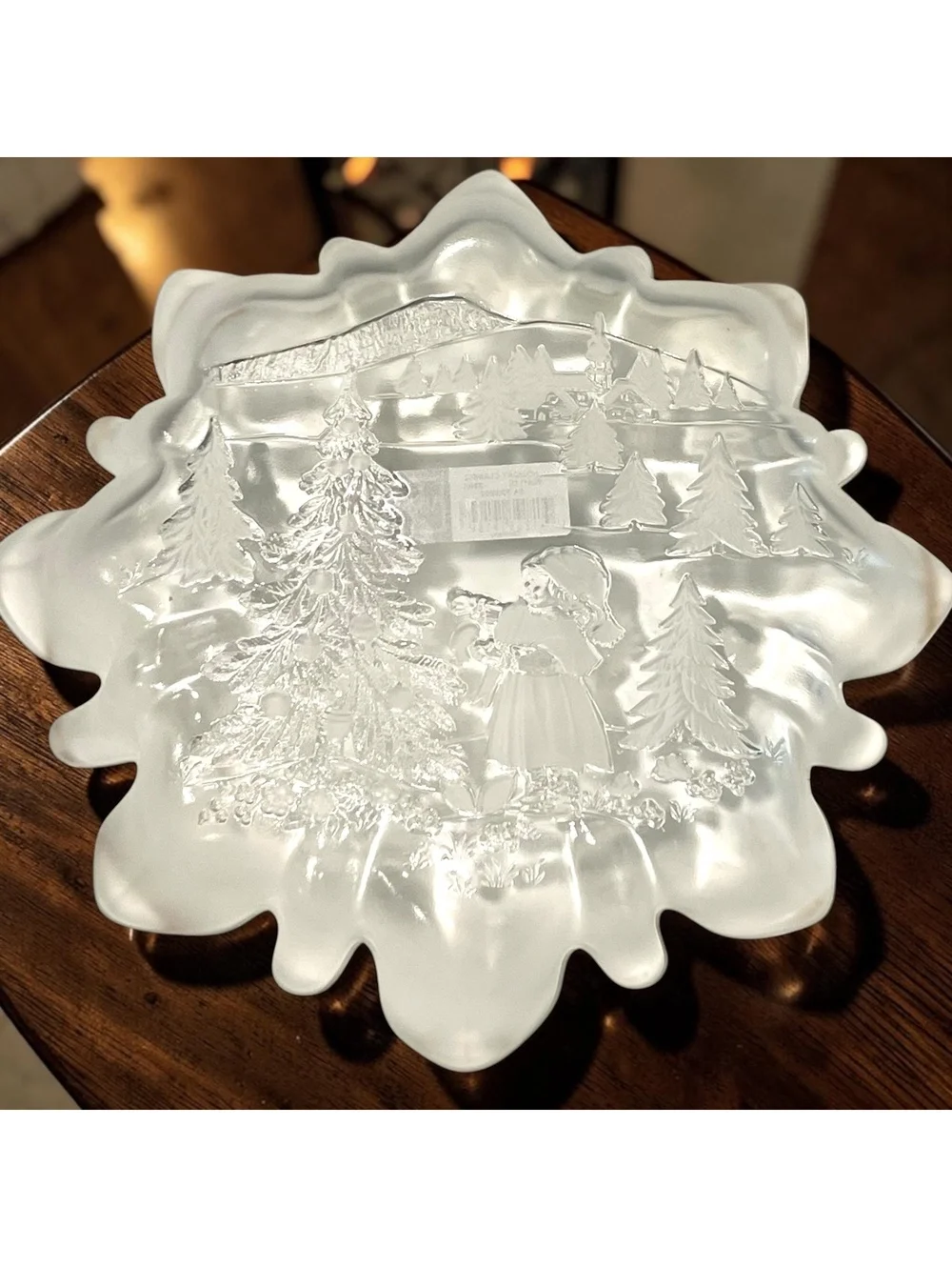 Mikasa Holiday Classics Christmas Glass Platter Germany Snowflake Tree Village